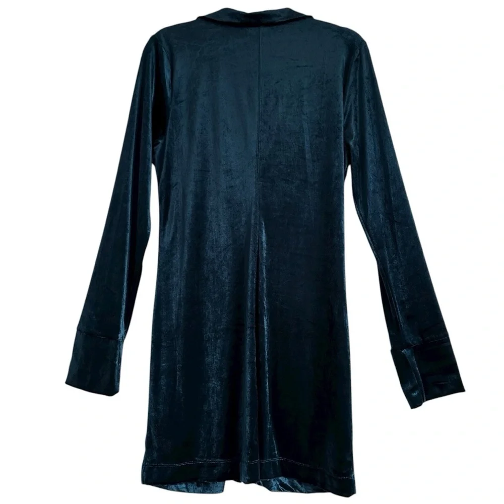 NWT FREE PEOPLE Shayla Blue Velvet Button Down Mini Dress Size Large